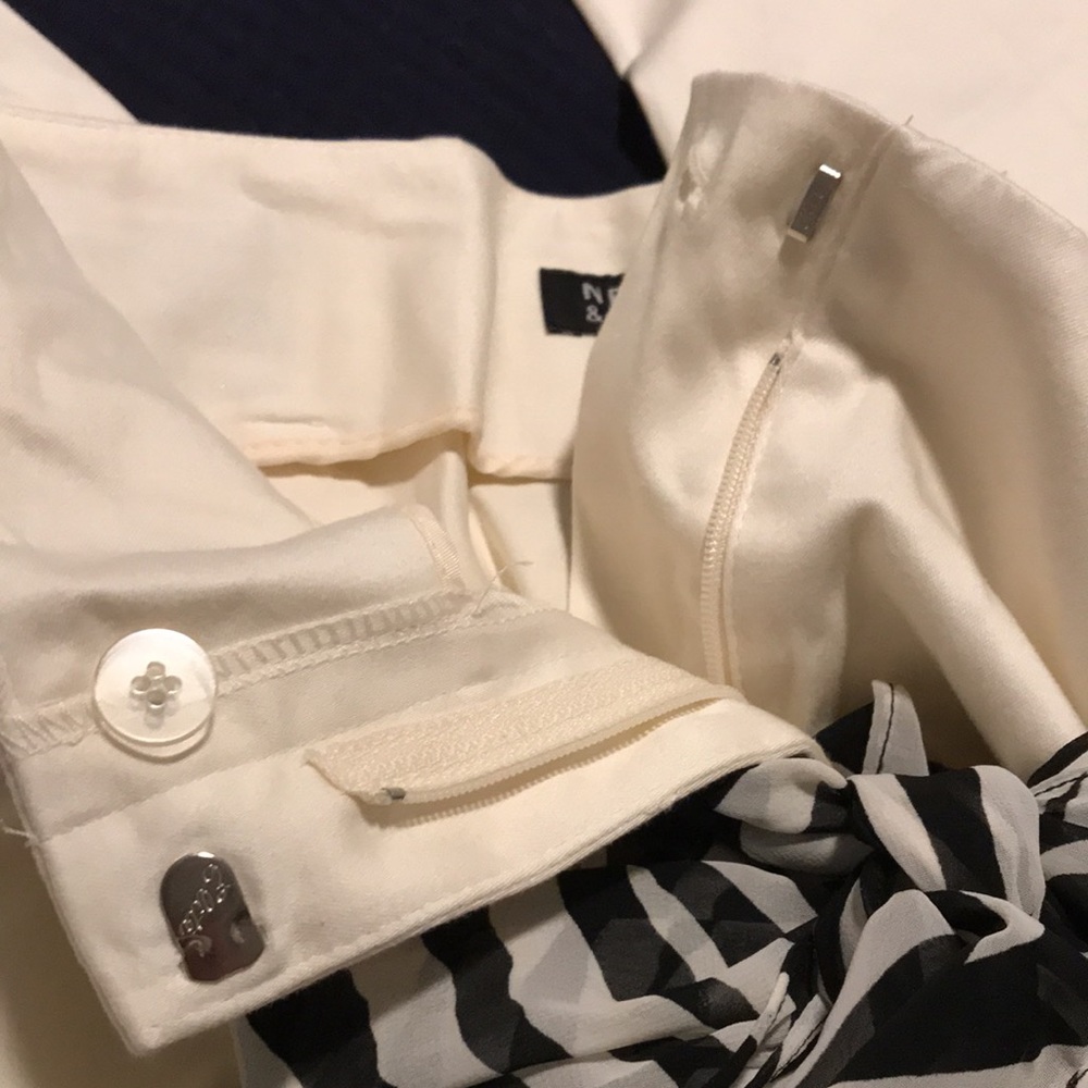 NWT New York & Company cream cuffed pants zebra patterned scarf belt Size 16 - Picture 9 of 9
